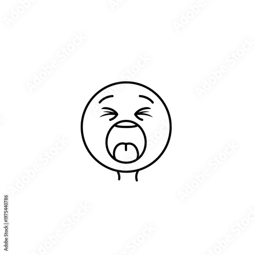 Yawning face icon: sleepy emotion and tiredness symbol with expression