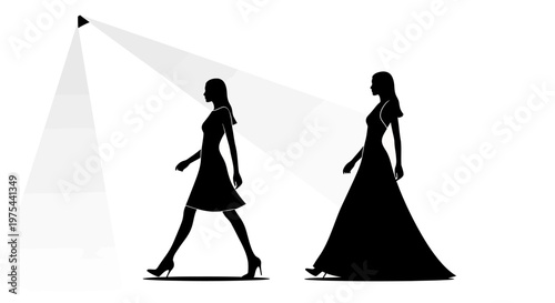 Fashion Show Spotlight: Models in Elegant Dresses on Catwalk