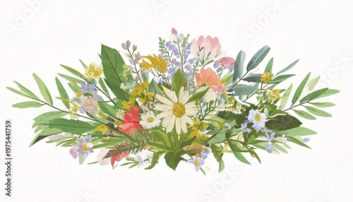 Beautiful floral arrangement of colorful flowers and green leaves, perfect for spring.