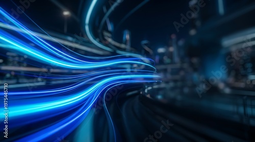 Abstract digital light trails representing high speed data transmission
