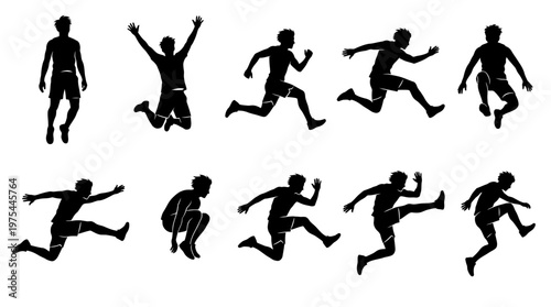 10 Man Jumping Silhouette Vector Pack – Dynamic Action SVG Collection
