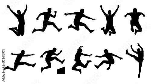 10 Man Jumping Silhouette Vector Pack – Dynamic Action SVG Collection
