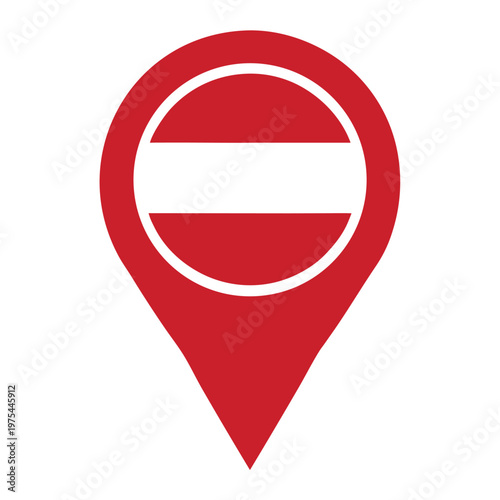 Red location pin icon with a white horizontal stripe inside Free Download Red location pin icon with a white horizontal stripe inside - GFXLoad