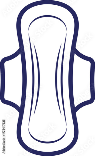 Simple line art icon of a sanitary pad with wings for feminine hygiene