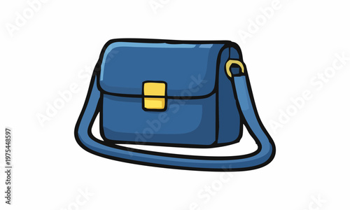 line art color of crossbody handbag cartoon illustration