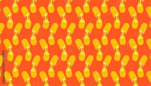 Mozzarella Sticks Pattern Design. Seamless Fried Cheese Illustration. Crispy Snack Repeating Motif. Handdrawn Fast Food Style. Background For Packaging Textile.