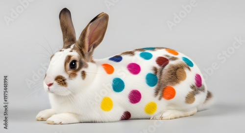 Colorful spotted rabbit portrait a unique and charming animal