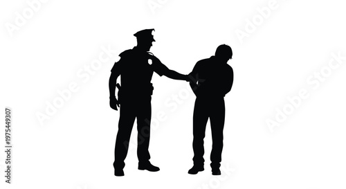 Silhouette of a police officer arresting a suspect