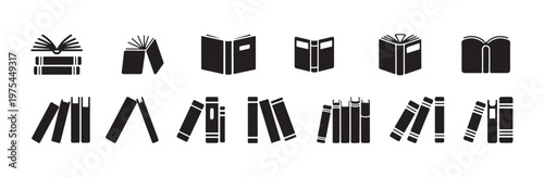 Various book icons illustrating different positions and arrangements