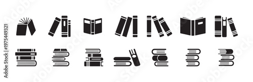 Different book icons depicting various states and orientations