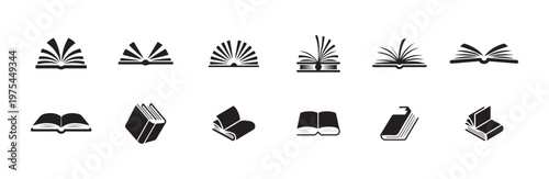 Arrangement of book symbols in open and closed positions