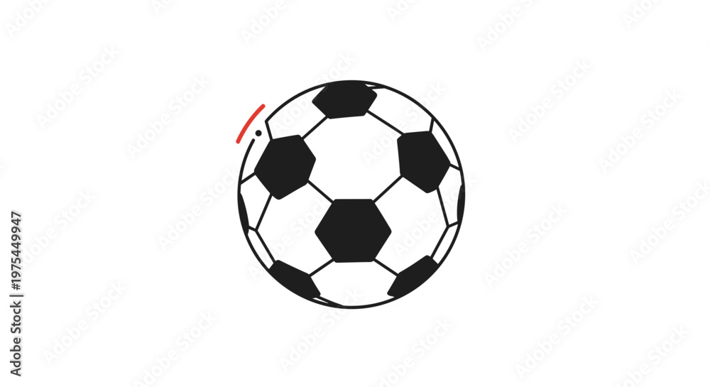 Fototapeta premium Classic soccer ball shown with a red speed line signifying fast movement and a powerful kick during a competitive athletic match.