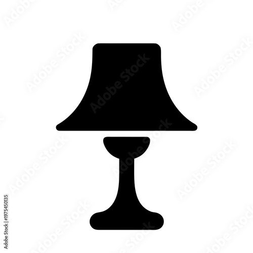 Black lamp icon, desk lamp silhouette, table lamp, lighting symbol