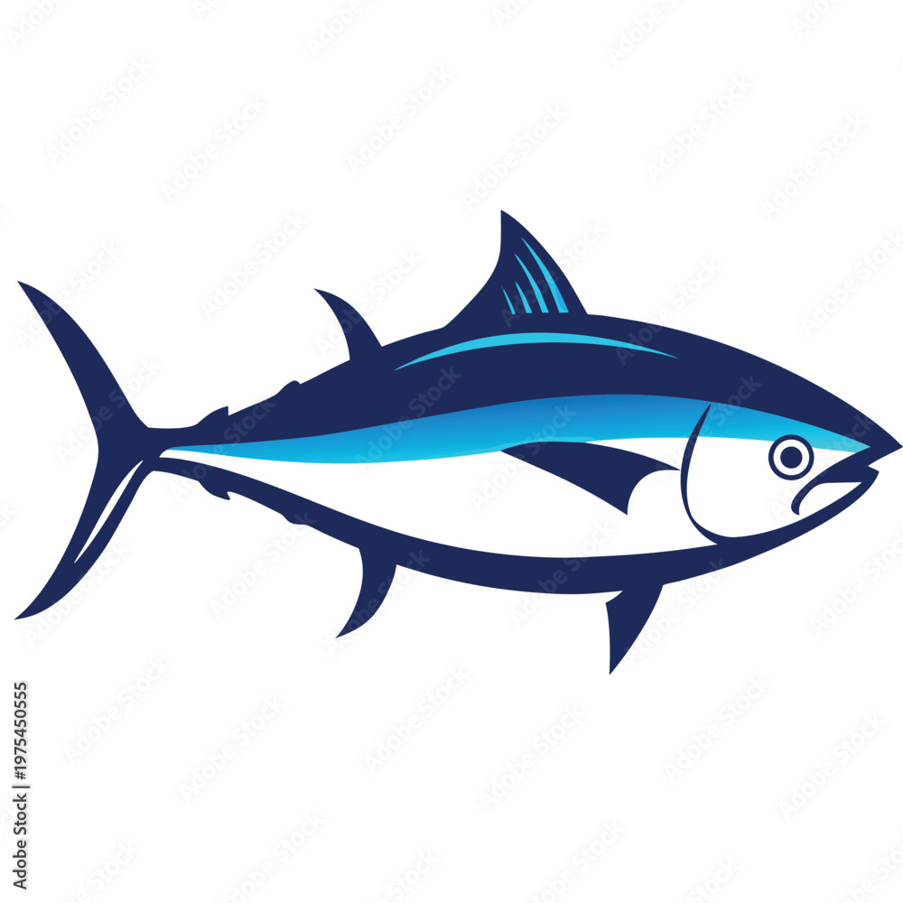 Naklejka premium Bluefin tuna illustration with a sleek streamlined body design