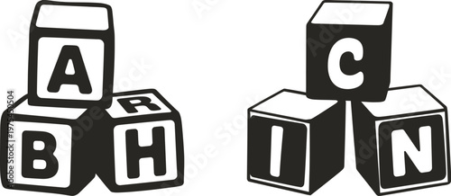 Alphabet blocks stacked for learning and play, education and childhood development concept, baby and toddler game