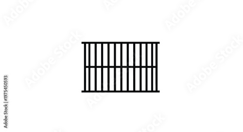 Black silhouette of a prison cell window with vertical bars