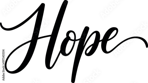 Elegant calligraphy of the word hope in black ink