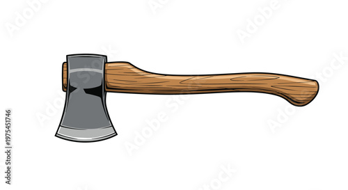 Sturdy hand axe with a sharpened metal blade and a curved wooden handle for outdoor woodcutting and splitting tasks.