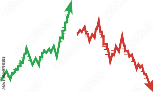 Title financial chart with fluctuating green and red lines representing market trends description an abstract financial chart displays dynamic green and red
