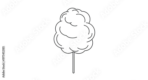 Fluffy white cotton candy shown on a simple stick representing a classic sweet treat found at fairs and festivals.
