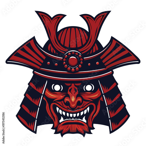 Detailed illustration of a traditional japanese samurai helmet design