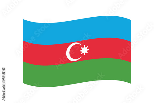 The national flag of azerbaijan with a crescent and star