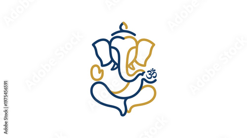 A vibrant illustration of Ganesha is sitting peacefully outdoors.