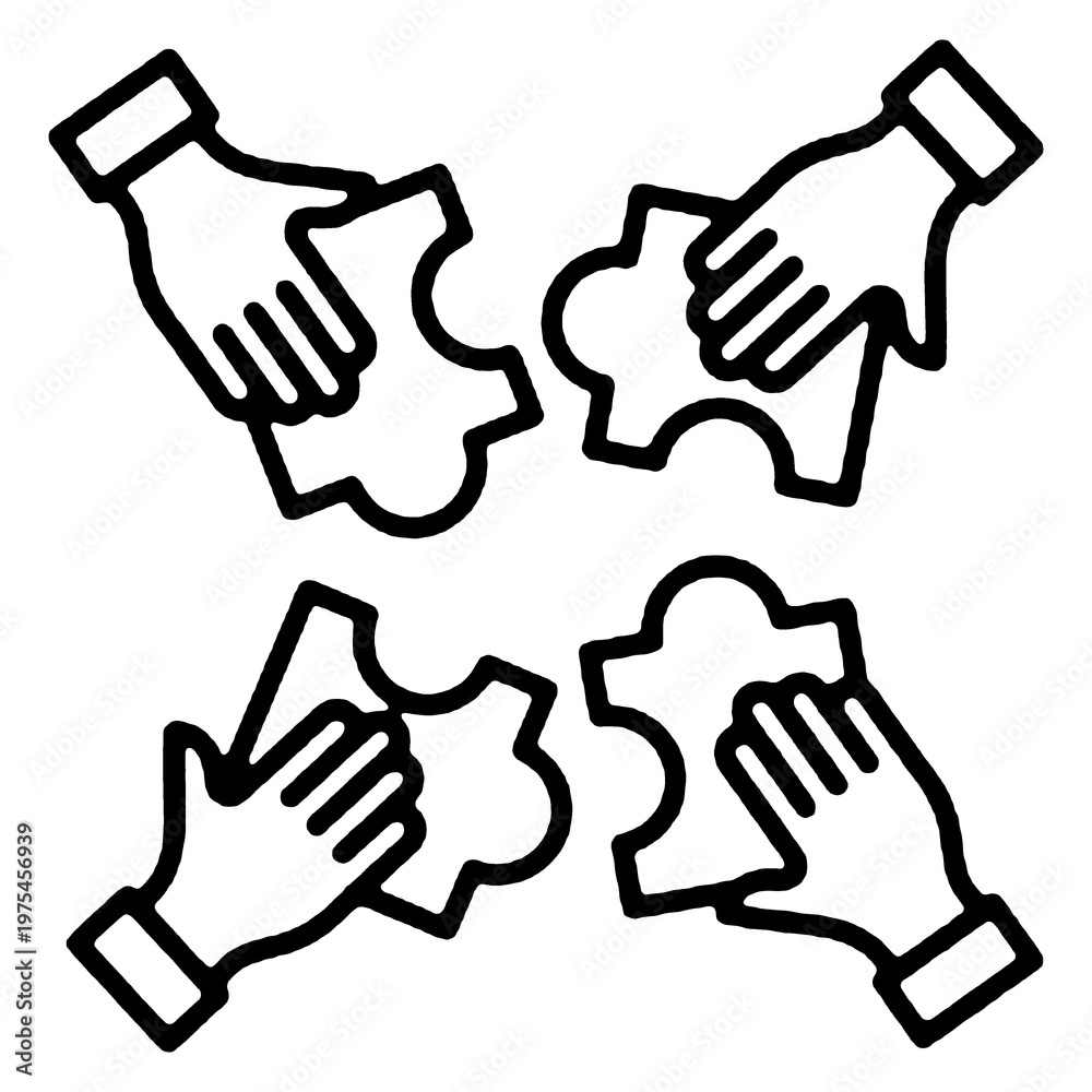 Obraz premium Teamwork Puzzle Hands Collaboration Icon Symbol