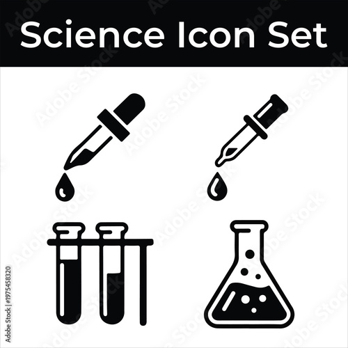 Science Icon Set With Droppers Test Tubes And Flask pipette