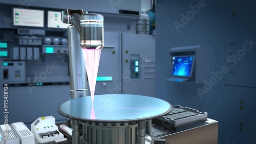 3d rendering EUV lithography systems for semiconductor manufacturing in factory 4k footage