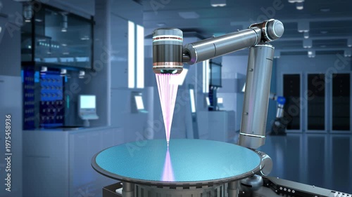 3d rendering EUV lithography systems for semiconductor manufacturing in factory 4k footage