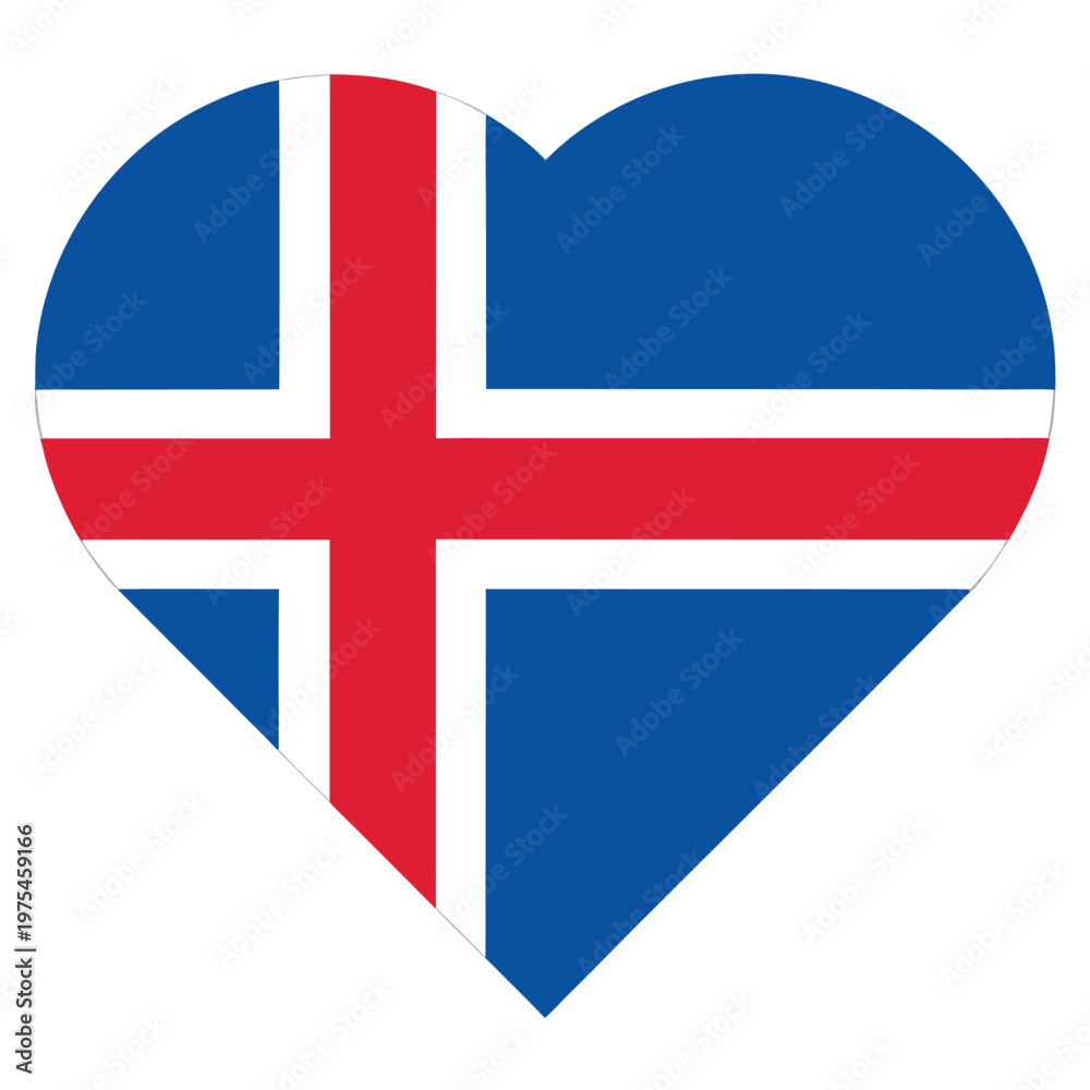 Fototapeta premium Icelandic flag displayed within a white heart shape illustration