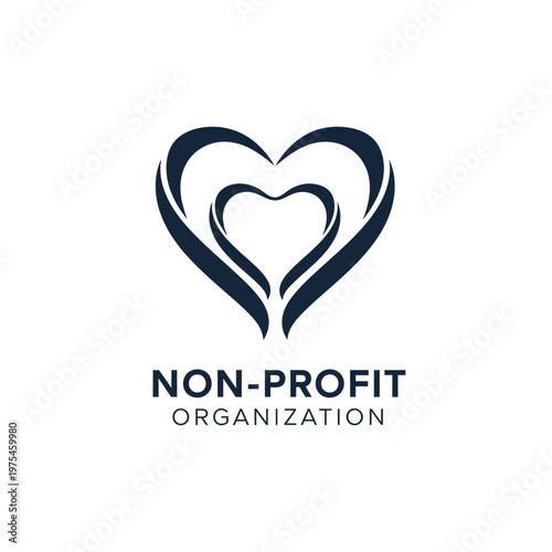 Dark blue heart logo for non profit organization and love.