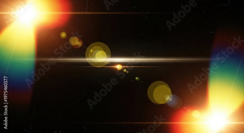 Bright Lens Flare Effect With Stars In Dark Space Background And Bokeh Effect