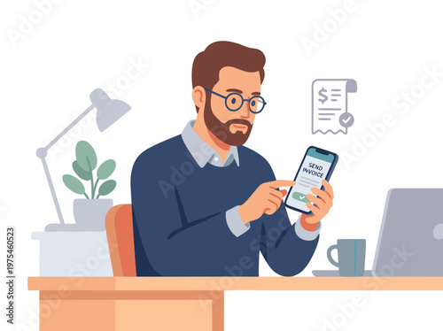 Man Using Mobile Phone for Online Payment.