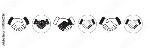 Business handshake icons variations for partnership agreement success and corporate teamwork
