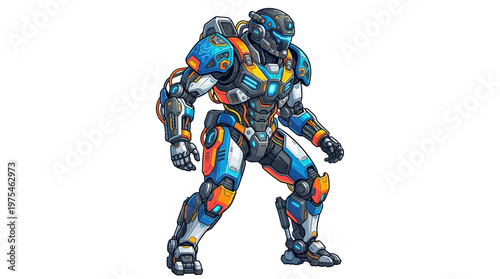 Robot Character in Colorful Suit.
