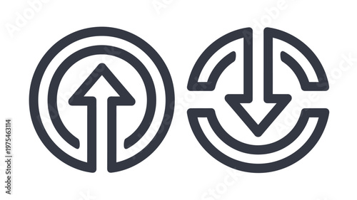 Two circular with upward and downward arrows in a minimalist line style