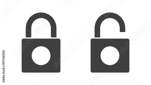 Two Gray Lock One Closed One Open black white