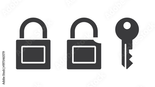 Two Locks and a Key in Flat Style security black