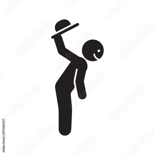 Friendly Stick Figure Gentleman Tipping Hat Greeting Icon

