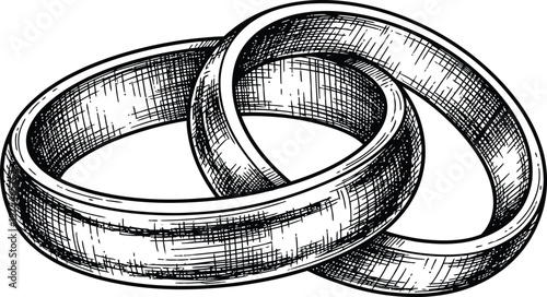 Detailed Hand Drawn Sketch of Interlocked Wedding Rings Symbolizing Eternal Love Unity and Marriage Commitment for Romantic Invitations Anniversary Cards and Jewelry Branding