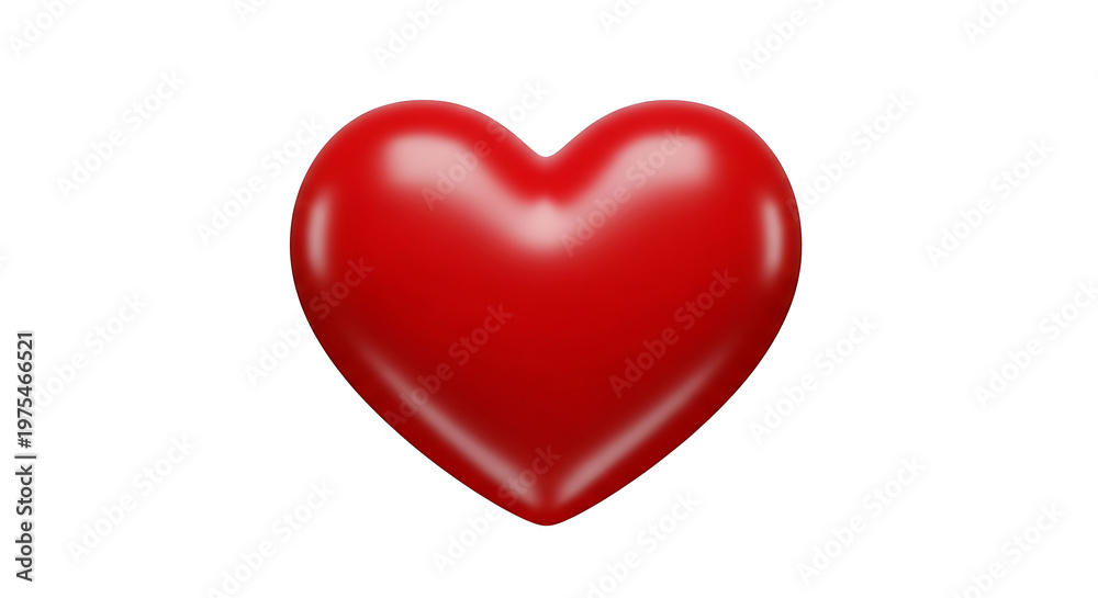 Fototapeta premium Red Heart Shape 3 D Render love symbol