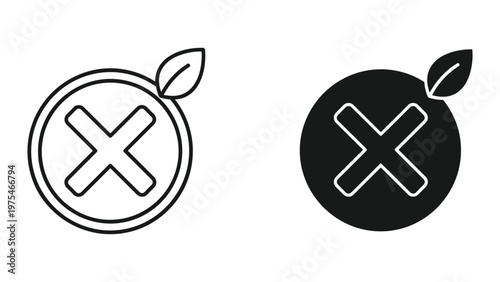 Black and white icons of rejected or forbidden fruit
