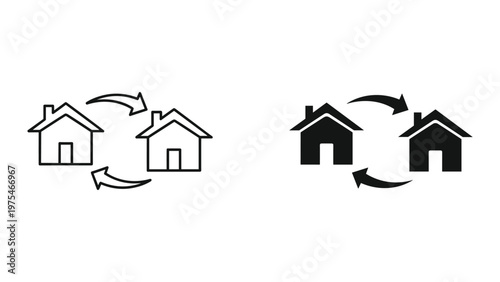 icon of house swapping or real estate exchange