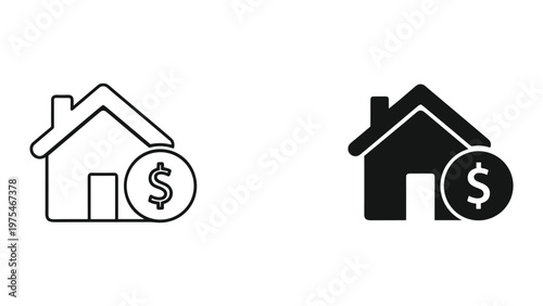 A close-up of a house icon with a dollar sign indicating real estate financing and affordable home ownership options in digital design