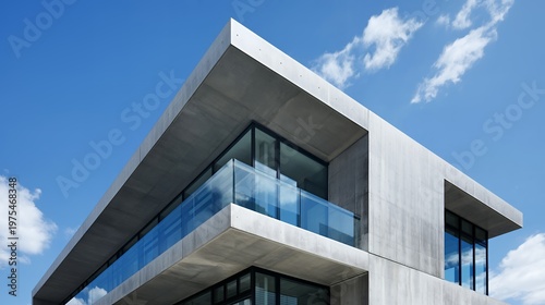 Modern concrete building with glass balconies and no people