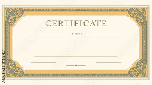 Blank certificate with ornate border design, suitable for awards, diplomas, and achievements