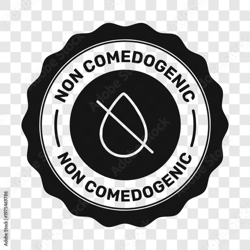 Non comedogenic icon. Rounded vector logo in blue color