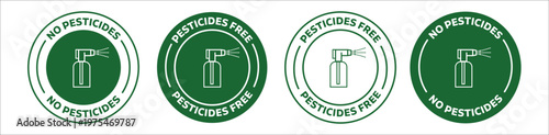 No pesticides, pesticides free green vector icon set
